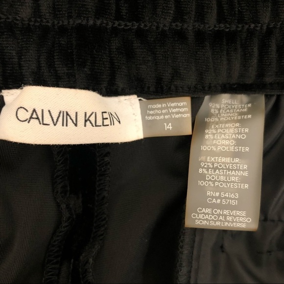 Calvin Klein Size 14 Black Crushed Velvet Wide Leg Trouser Pants Drawstring - Picture 5 of 11